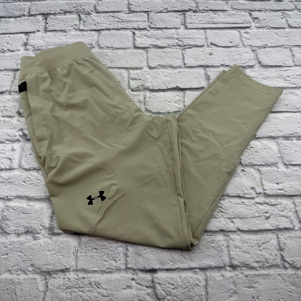 Under Armour Mens Unstoppable Tapered Pants Beige Khaki Size Large Athleisure